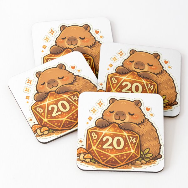 Item preview, Critical Hit Capybara Rolling D20 Dice Tabletop RPG designed and sold by Retro Mood Co.