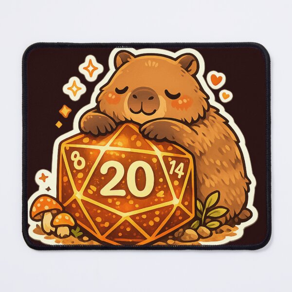 Item preview, Critical Hit Capybara Rolling D20 Dice Tabletop RPG designed and sold by Retro Mood Co.