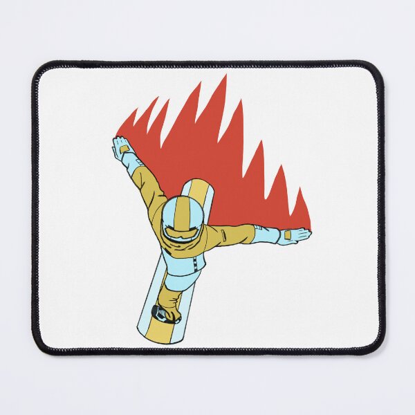 Item preview, Fire Bird Snowboarder – Blue and Yellow Rider with Blazing Wings, Extreme Winter Sports Art designed and sold by RipeRambutanArt.