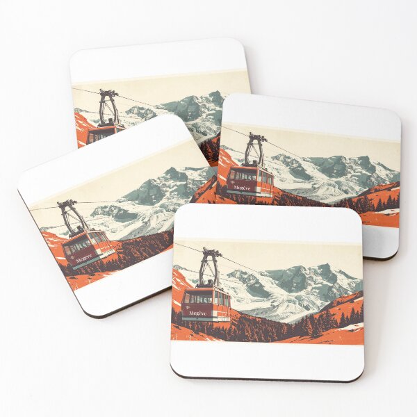 Item preview, Megève Cable Car French Alps Vintage Retro Art Print designed and sold by Savoie & Co.