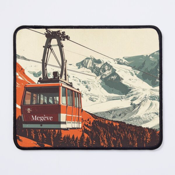 Item preview, Megève Cable Car French Alps Vintage Retro Art Print designed and sold by Savoie & Co.