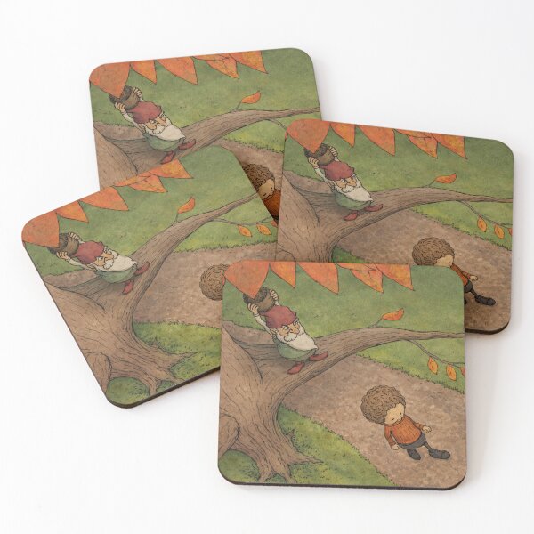 Item preview, Autumn Gnome Cartoon Illustration with Child Under Tree for Kids designed and sold by RickE.