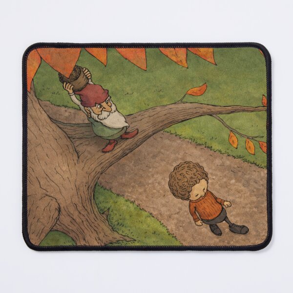 Item preview, Autumn Gnome Cartoon Illustration with Child Under Tree for Kids designed and sold by RickE.