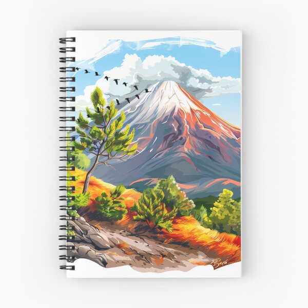 Item preview, Volcano Sunset Lake Vignette - Serene Nature Landscape Art Print designed and sold by DesignArtist.ia.