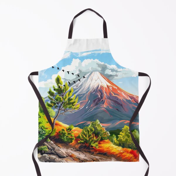 Item preview, Volcano Sunset Lake Vignette - Serene Nature Landscape Art Print designed and sold by DesignArtist.ia.