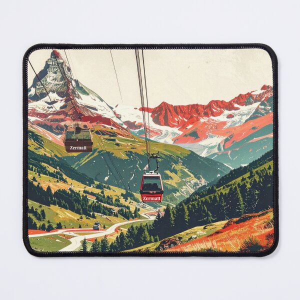 Item preview, Zermatt Matterhorn Cable Car Swiss Alps Vintage Travel Poster Print designed and sold by Savoie & Co.