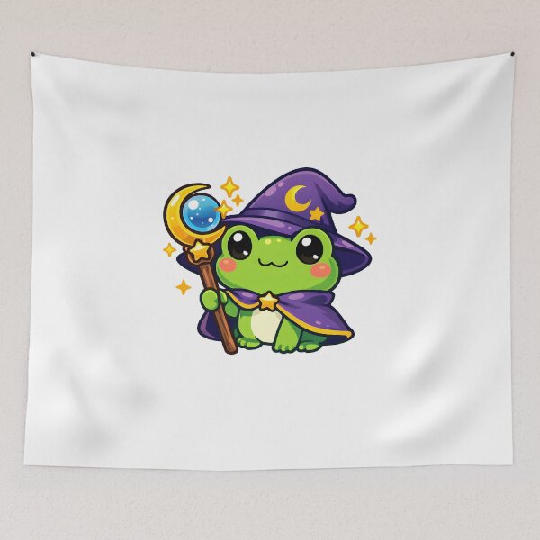 Item preview, Cute Frog Wizard Kawaii Cartoon Sticker designed and sold by Market-Desings.