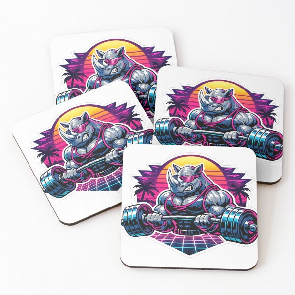 Item preview,  Pump Iron Synthwave Rhino Bodybuilder 80s Gym Rat designed and sold by Retro Mood Co.