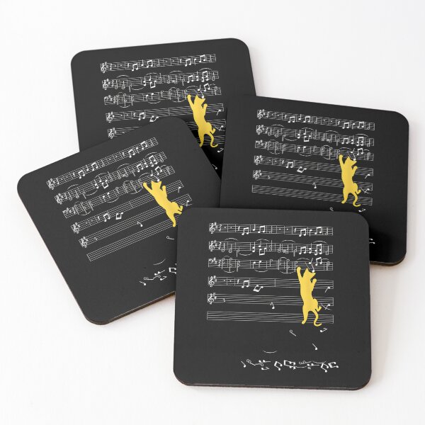 Item preview, Cat Music Sheet Musical Notes Climbing Kitten Silhouette designed and sold by Goleon12.