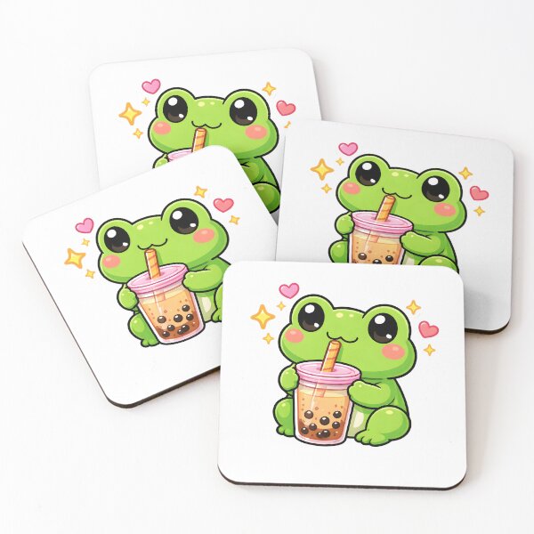 Item preview, Cute Frog Drinking Bubble Tea Kawaii Animal Sticker designed and sold by Market-Desings.