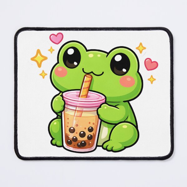 Item preview, Cute Frog Drinking Bubble Tea Kawaii Animal Sticker designed and sold by Market-Desings.