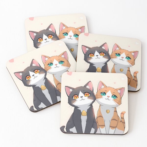 Item preview, kawaii cat couple designed and sold by Kawaii art store.