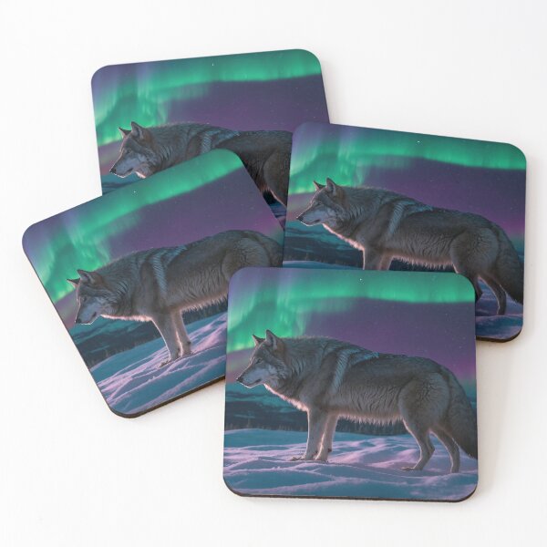 Item preview, Lonely Wolf Beneath the Northern Lights designed and sold by adill72.