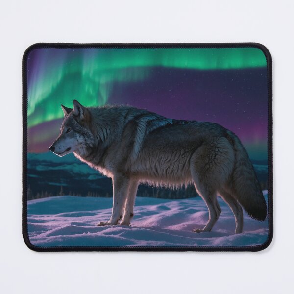 Item preview, Lonely Wolf Beneath the Northern Lights designed and sold by adill72.