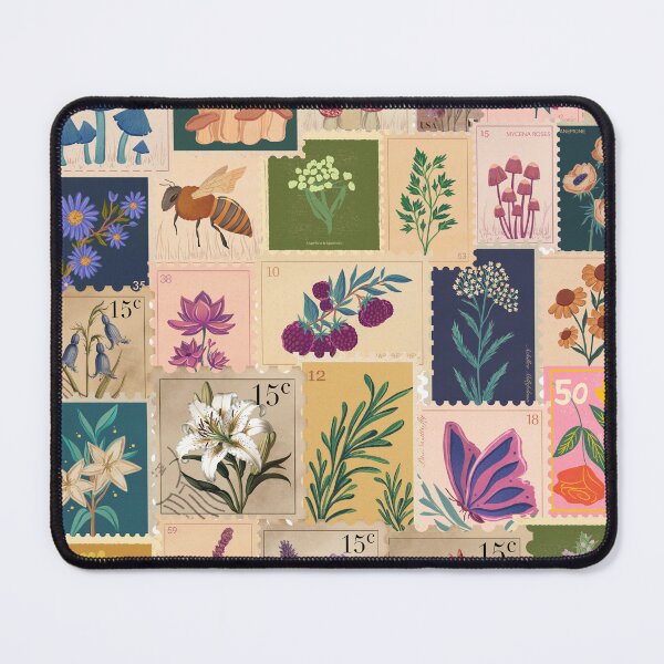 Item preview, Vintage Botanical Stamp Collage Pattern | Cottagecore Flowers, Mushrooms & Butterfly Nature Aesthetic designed and sold by swdesigns714.
