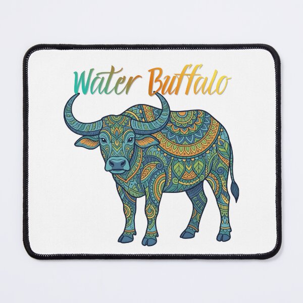Item preview, Water Buffalo Mandala – Colorful Asian Farm Animal Art designed and sold by ArcticFoxStudio.