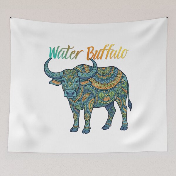 Item preview, Water Buffalo Mandala – Colorful Asian Farm Animal Art designed and sold by ArcticFoxStudio.