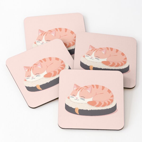 Artikelvorschau, Kawaii Pastell Lachs Nigiri Katze entworfen und verkauft von ChickpeaStudios.
