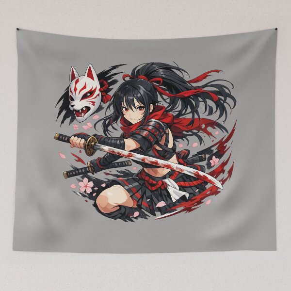 Item preview, Kitsune Warrior Anime Girl designed and sold by Shirtaholism.