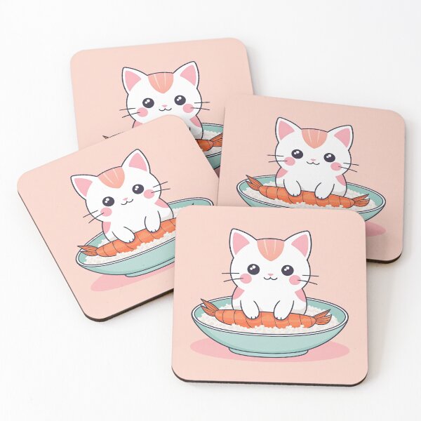 Item preview, Kawaii Pastel Shrimp Ebi Cat designed and sold by ChickpeaStudios.