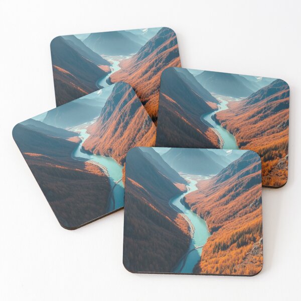 Item preview, Aerial View of Alpine River and Autumn Forest designed and sold by Jade Ado.