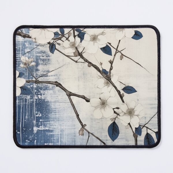 Item preview, Wabi sabi and japandi inspired slate blue spring blossom designed and sold by filigreedigital.