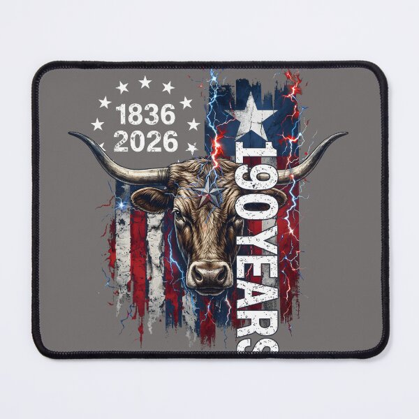 Item preview, Texas 190 Years 1836 2026 Longhorn Texas Flag Lightning Lone Star Independence designed and sold by SoftInk Studio.