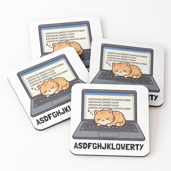Item preview, Cute Orange Cat Sleeping on Keyboard ASDFGHJKLQWERTY designed and sold by RelingStudio.