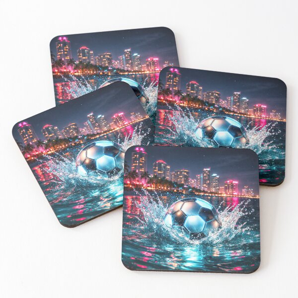 Item preview, Soccer Ball Splash in Miami Night City designed and sold by BrickByDream.