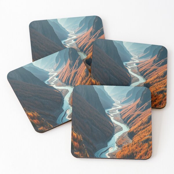 Item preview, Cinematic Winding River in Autumn Mountain Valley designed and sold by Vida e Arte.