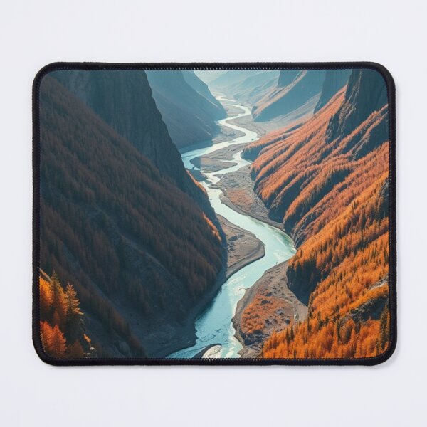 Item preview, Cinematic Winding River in Autumn Mountain Valley designed and sold by Jade Ado.