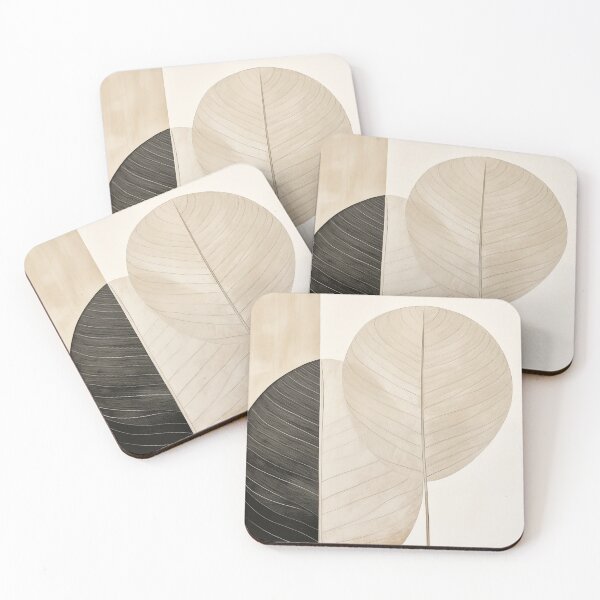 Item preview, Wabi sabi and japandi inspired detailed minimalist leaves in neutral designed and sold by filigreedigital.