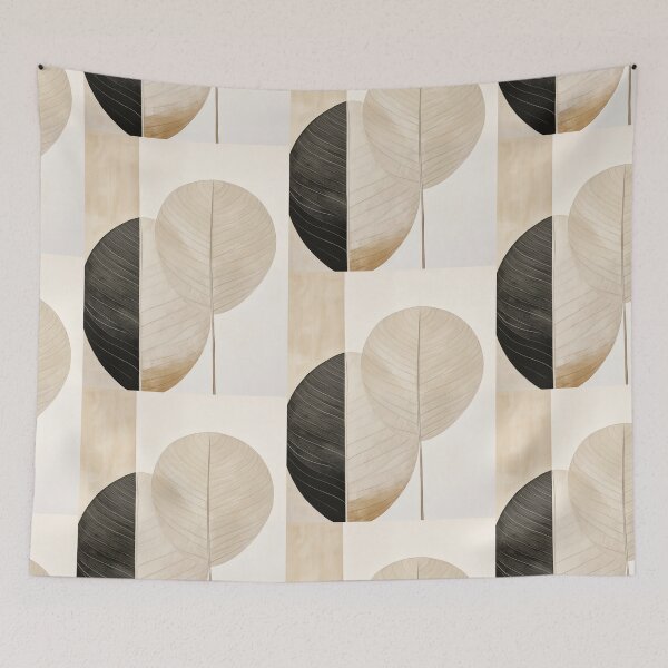 Item preview, Wabi sabi and japandi inspired detailed minimalist leaves in neutral designed and sold by filigreedigital.