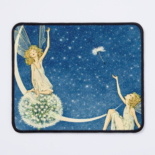 Item preview, Art Nouveau Dandelion Fairy Illustration – Vintage Fairy Wall Art, Whimsical Night Sky Fairies on Dandelions, Cottagecore Fantasy Print designed and sold by EmiliaBassano.