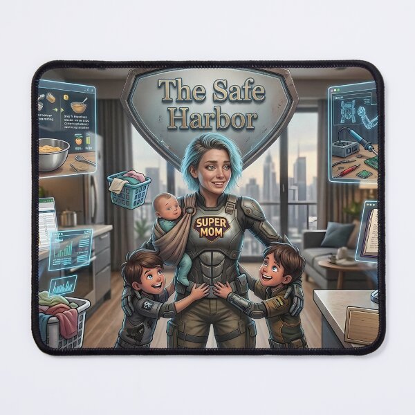 Item preview, The Safe Harbor - Cyberpunk Super Mom 2077 designed and sold by Ithaca2077.