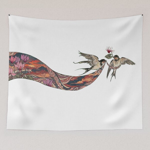 Item preview, Two Swallows Beneath the Cyclamen Sunset designed and sold by CalyCollab.