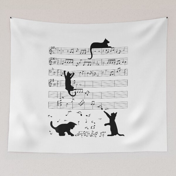 Item preview, Cute Cat Kitty Playing Music Note Clef Musician Art Small designed and sold by Goleon12.