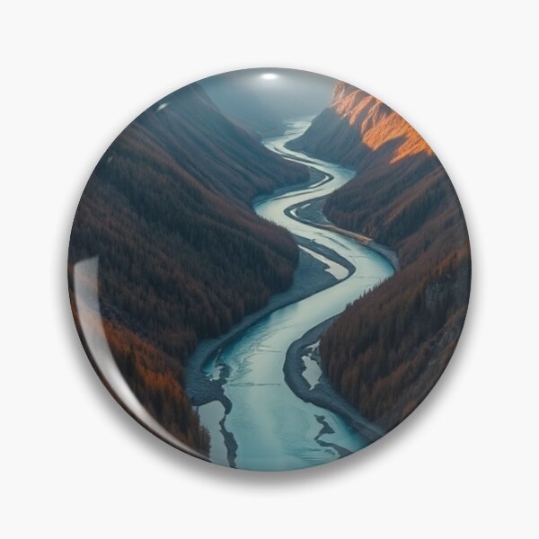 Item preview, Sunlit Mountain Valley with Winding Glacial River designed and sold by Vida e Arte.
