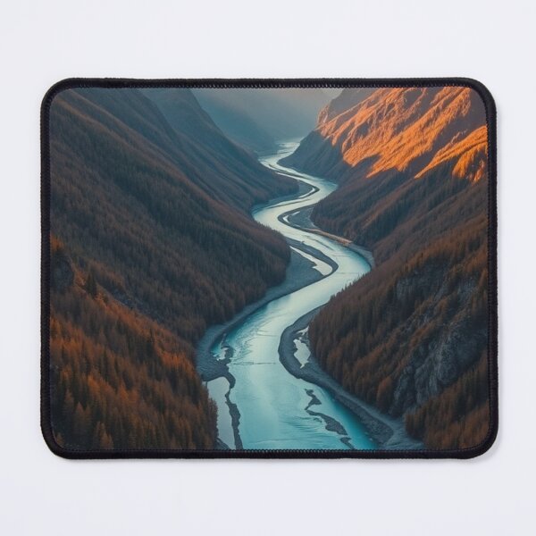 Item preview, Sunlit Mountain Valley with Winding Glacial River designed and sold by Vida e Arte.
