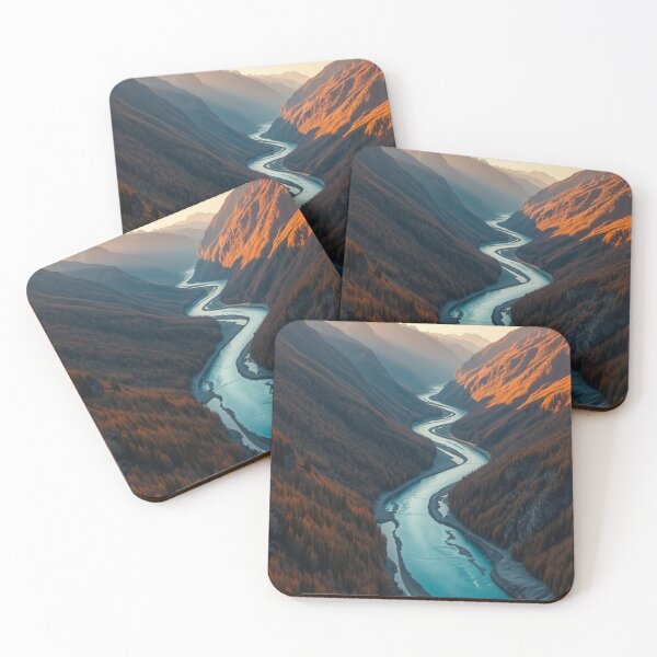 Item preview, Sunlit Mountain Valley with Winding Glacial River designed and sold by Jade Ado.