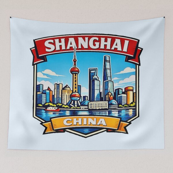 Item preview, Shanghai, China Skyline  designed and sold by Myra365Art.