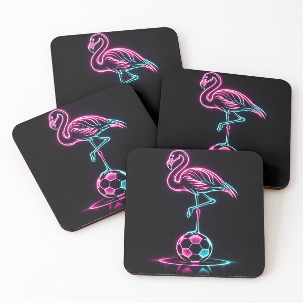 Item preview, Neon Flamingo Balancing Act on a Soccer Ball Miami Host City designed and sold by BrickByDream.