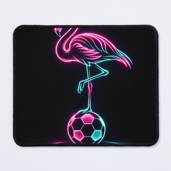 Item preview, Neon Flamingo Balancing Act on a Soccer Ball Miami Host City designed and sold by BrickByDream.