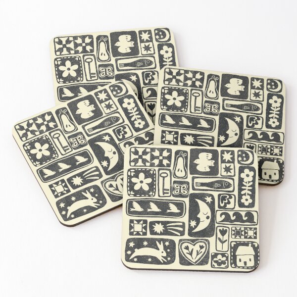Item preview, Patchwork Of Home Linocut designed and sold by KitschByKate.