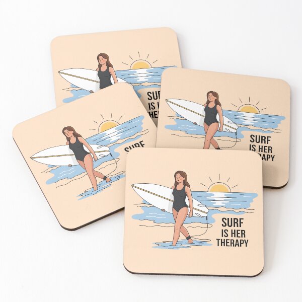 Item preview, Surf Is Her Therapy – Surfer Girl Walking Out of the Ocean designed and sold by Sea Gem.