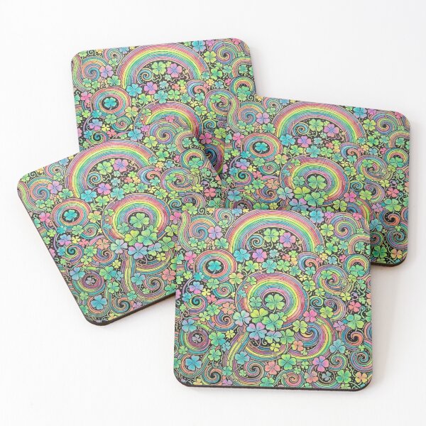 Item preview, Swirly Watercolor Painted Shamrocks and Rainbows designed and sold by BeJolley.
