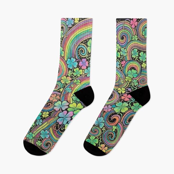 Item preview, Swirly Watercolor Painted Shamrocks and Rainbows designed and sold by BeJolley.