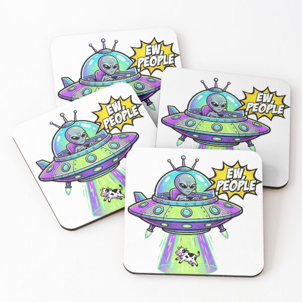 Item preview, Ew People Sarcastic Retro 50s Alien UFO Abduction designed and sold by Retro Mood Co.