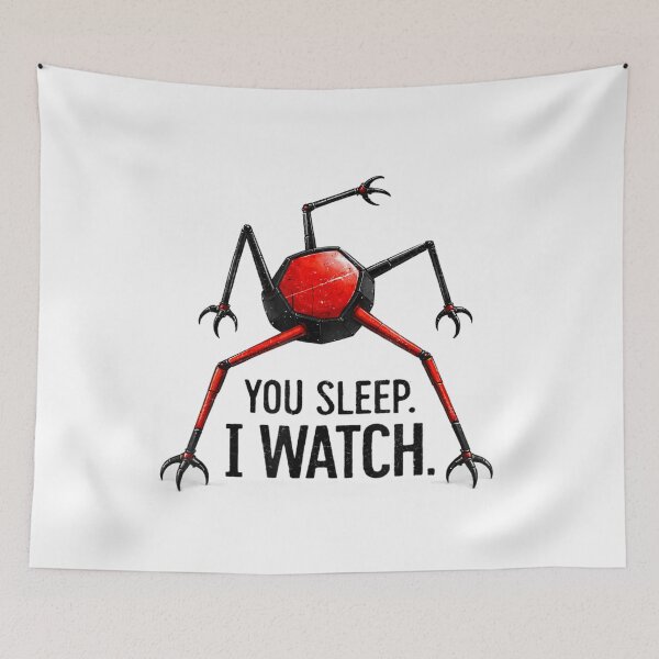 Item preview, You Sleep I Watch Creepy Robot Dystopian Sci-Fi Horror designed and sold by Ali-printshop.