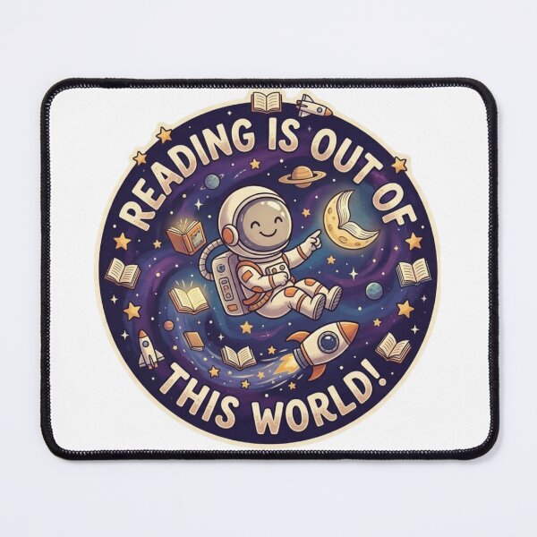 Item preview, Reading Is Out Of This World - Cute Astronaut Space Library Badge designed and sold by Wear Sculpt.